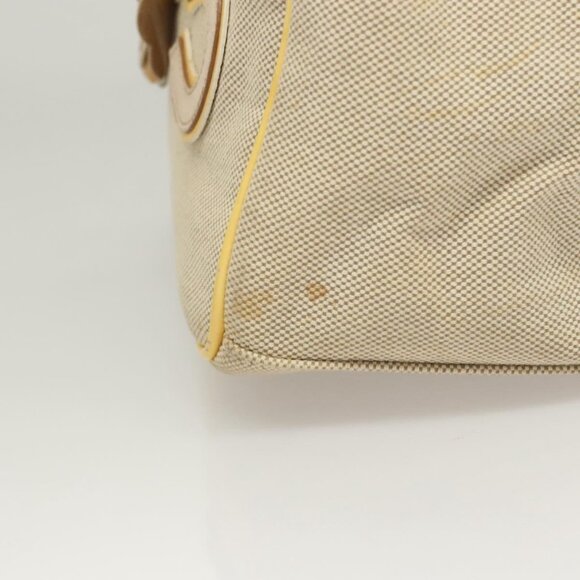 CHANEL Camelia Choco Bar Hand Bag Canvas Beige Silver CC Auth sw727 - Picture 5 of 16